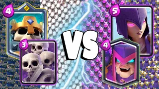 SKELETON KING + SKELETON ARMY Vs WITCH + MOTHER WITCH - Clash Royale Battle #358