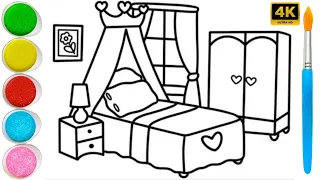 Mari menggambar tempat tidur untuk seorang putri gambar untuk anak-anak