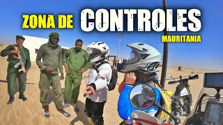 Military controls in Mauritania (E014). Offroad motorcycle trip through Africa