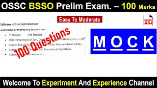 OSSC BSSO MOCK | 100 questions | #ossc | #osscbsso |#bsso