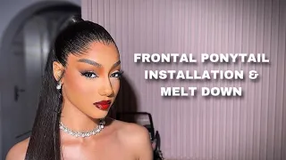 How to install a frontal ponytail for beginners. How to melt a frontal using melting spray. #frontal