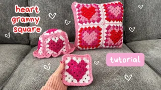 Crochet Heart Granny Square Tutorial | Valentines Day project!