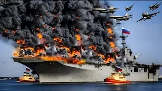 13 minutes ago! A Russian aircraft carrier carrying 97 secret fighter jets was destroyed by Ukraine.