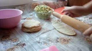 Пирожки по Кабардински,с картошкой, адыгейским сыром и зеленью.