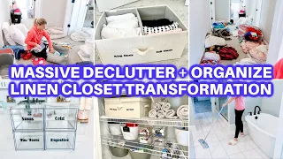 EXTREME CLEAN WITH ME DECLUTTER ORGANIZE | CLEANING MOTIVATION | LINEN CLOSET DECLUTTER |DOLLAR TREE