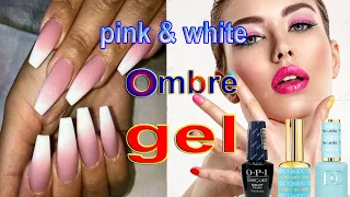Ombre Pink and White Gel Color .  Ombre bằng Sơn Gel .