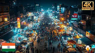 𝐁𝐚𝐧𝐠𝐚𝐥𝐨𝐫𝐞, 𝐈𝐧𝐝𝐢𝐚🇮🇳 Real Night Vibe in Bangalore's Commercial Street (4K HDR)