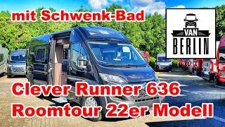 Clever Runner 636 Roomtour | Modell 2022 | 636 cm Kastenwagen mit Schwenkbad Längsbett | Clever Vans