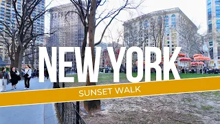 New York City Sunset Walk 4K - Flatiron, Union Square, Washington Square Park