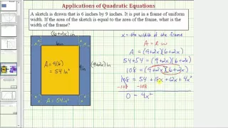 Ex: Quadratic Equation App: Find the Width of a Frame (Factoring)