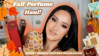 FALL BLIND BUY PERFUME HAUL!🍂 NEW PERFUMES IN MY COLLECTION! | NICHE & MIDDLE EASTERN PERFUME HAUL 🍁