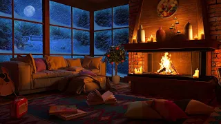 Instant Sleep in 3 MINUTES in a Cozy Winter Ambience | Blizzard, Fireplace and Howling Wind Sounds