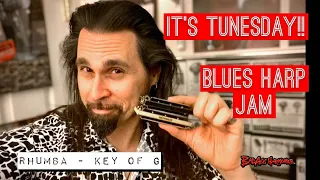 How To Not Suck in a Blues Harmonica Jam - Rhumba key of G 2nd Position Blues Harp - Tunesday 48