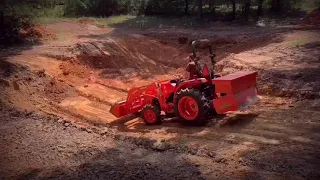 Time-lapse - pond dig with kubota compact tractor L2501(47hrs,3 months)