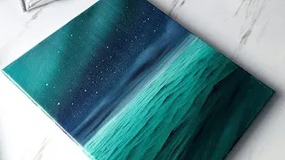 Northern lights aurora sky / aesthetic sea painting on canvas ✨️ #shorts