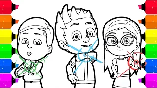 PJ Masks Coloring Pages for Kids | Drawing Connor Amaya and Greg