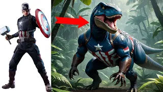 Avengers and DC characters But T-rex 🦖🦖