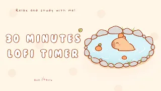 30 minutes - Relax & study with me Lofi | Cozy capybara #timer #30minrelaxingmusic  #pomodoro  #lofi