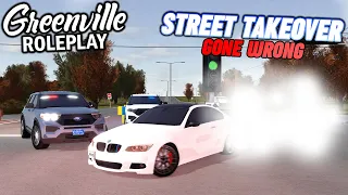 (GOT ARRESTED) STREET TAKEOVER ENDS IN POLICE CHASE... || ROBLOX - Greenville Roleplay