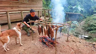 Full video: Harvesting fish, Gardening, Building a pig pen - 1 YEAR Alone LIVING OFF GRID.