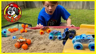 Monster Jam Fire & Ice | Earth vs Surf 🐠 FISHTANK FALL Downhill Race