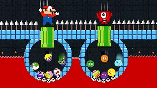 Super Mario vs Numberblocks mix level up Marble Race - Mario Marble Race | Game Animation