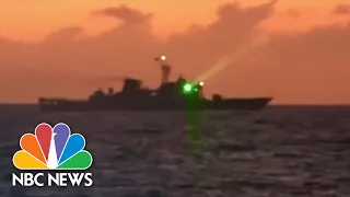 Video shows 'Chinese coast guard ship pointing laser at Philippines patrol boat'