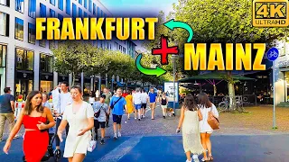 Germany Walking Tour 2023 | Frankfurt & Mainz City | 4K Video