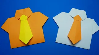 Как сделать рубашку с галстуком из бумаги. Оригами рубашка