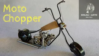 Montagem de miniatura de Moto Chopper - Solda Arte