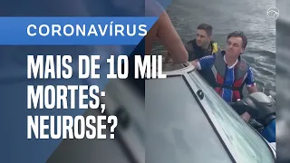 BOLSONARO PASSEIA DE JET SKI E DIZ QUE BRASIL VIVE NEUROSE COM NOVO CORONAVÍRUS