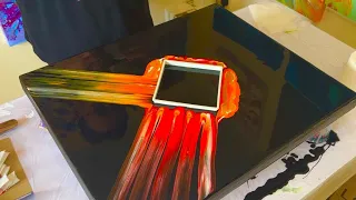 Square Swipe! 🟥 This WORKED so well! Abstract Pour Paintings - Fluid Art Tutorial