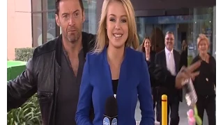 'Wolverine' Hugh Jackman VideoBombs Reporter on Live Tv