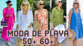 MODA de playa 2023_2024 para mujeres de 50+60+70🏖 ropa de playa | outfis y combinaciones ♡ideas