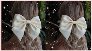 🤍 Beautiful Hair Clip / How to Make Satin Fabric Hair Clip. Easy Bow