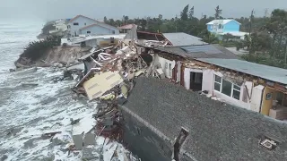 Hurricane Nicole miles of coastline and collapsed homes drone 4k