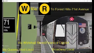 OpenBVE Special: W Train To Forest Hills-71st Avenue Via Queens Blvd Local (R160B Siemens)