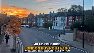 London Bus 106 Upper Deck point-of-view: A bus ride through East to North London Neighbourhoods 🚌