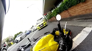 MOTORCYCLE CRASH // Biker Rear-Ends Car