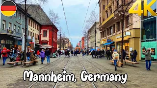 Mannheim, Germany, Walking tour 4K 60fps