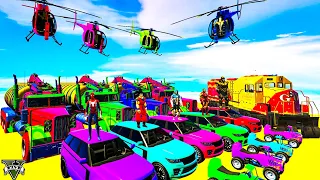 GTA V Mega Ramp On Monster truck, Jets and Boats By Trevor and Friends Stunt Map Racing Challenge