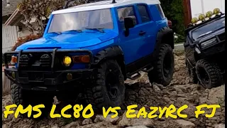 FMS LC80 & EazyRC Triton Bouncing Bashing & Grinding The Garden Course FJ vs Land Cruiser