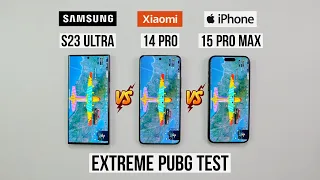 Xiaomi 14 Pro vs iPhone 15 Pro Max vs Samsung S23 Ultra Extreme Pubg Test 🔥