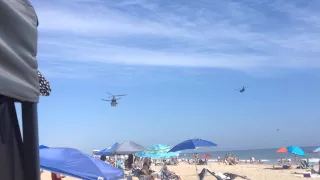 CH-47 Chinook over beach