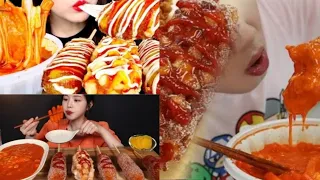 Tteokbokki And Corn Dogs 😋| Compilation | Asmr | Mukbang | Satisfying Big Bites