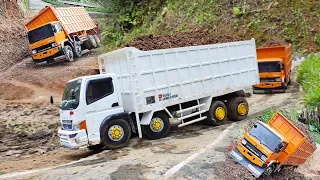 CERITA PANJANG Truk Fuso 220Ps Trinton Truk CANTER TRINTON Muatan Tanah Truk OFROAD FUSO TERGULING