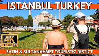 ISTANBUL TURKEY 2023 FATIH DISTRICT AND SULTANAHMET TURISTIC AREA WALKING TOUR | 4K UHD 60FPS
