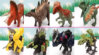 4 Dinosaurs Transformer ZOIDWILD Dinos! T-Rex Battle Video - Dilophosaurus