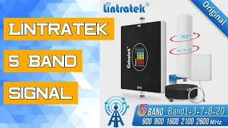 Lintratek 5 Band Signal Booster Repeater 800 900 GSM 2100 1800 LTE 2600 4band B20 B8 B1 B3 B7 2G 3G
