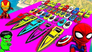 GTA V Amazing Mega Ramp with Spiderman, hulk, Rhin & Superheroes By Super Cars, SUVs & race truck #9